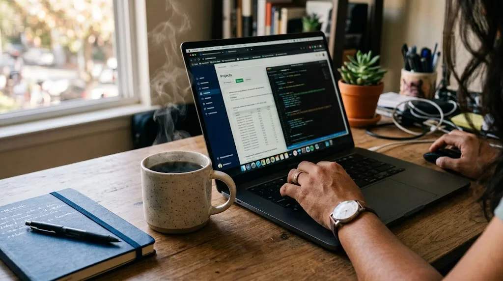 Desarrollador trabajando en escritorio