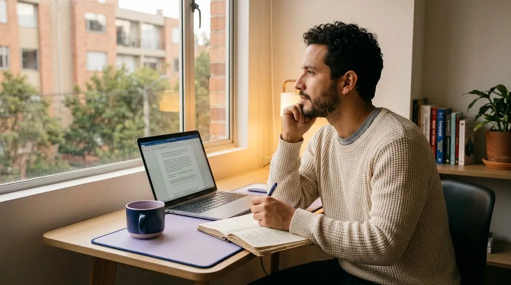 Freelancer concentrado junto a ventana